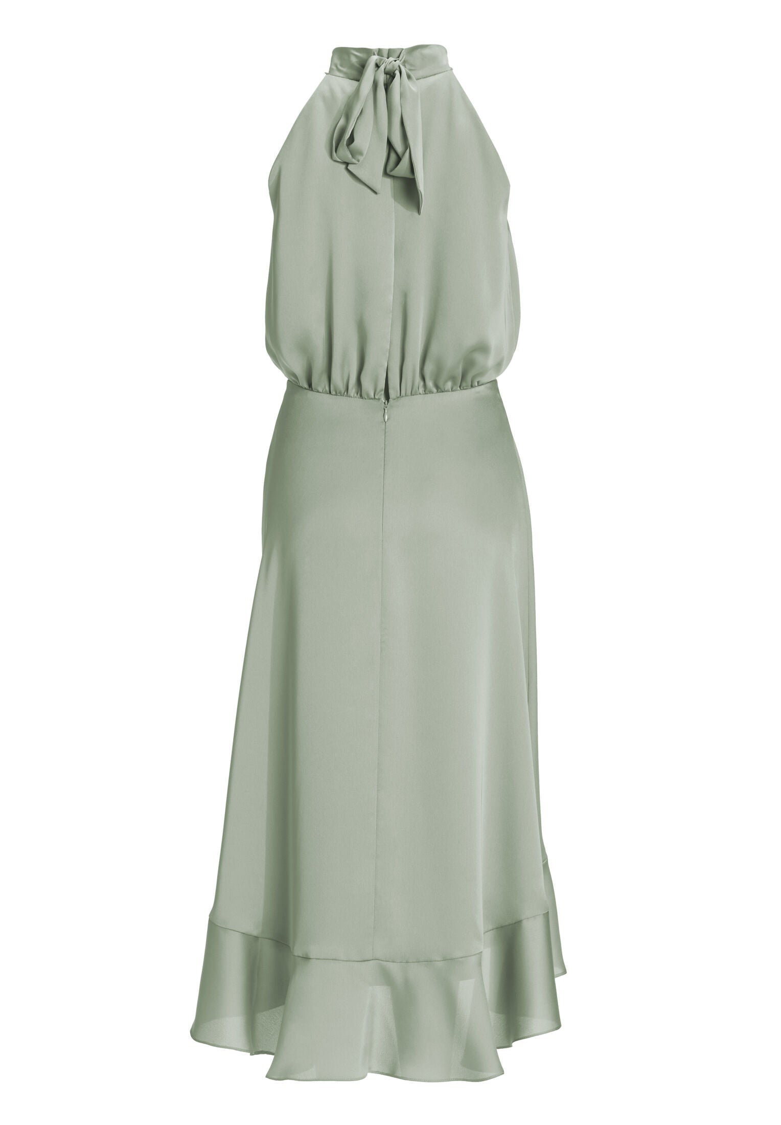 Cocktailkleid aus nachhaltigem Satin mit Volant am Saum