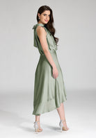 Cocktailkleid aus nachhaltigem Satin mit Volant am Saum