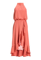 Cocktailkleid aus nachhaltigem Satin mit Volant am Saum