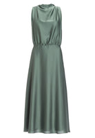 Midi Kleid aus nachhaltigem Satin mit Drapierung am Kragen