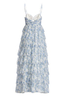 Printkleid mit Volantrock und Cut-out Detail