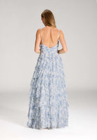 Printkleid mit Volantrock und Cut-out Detail