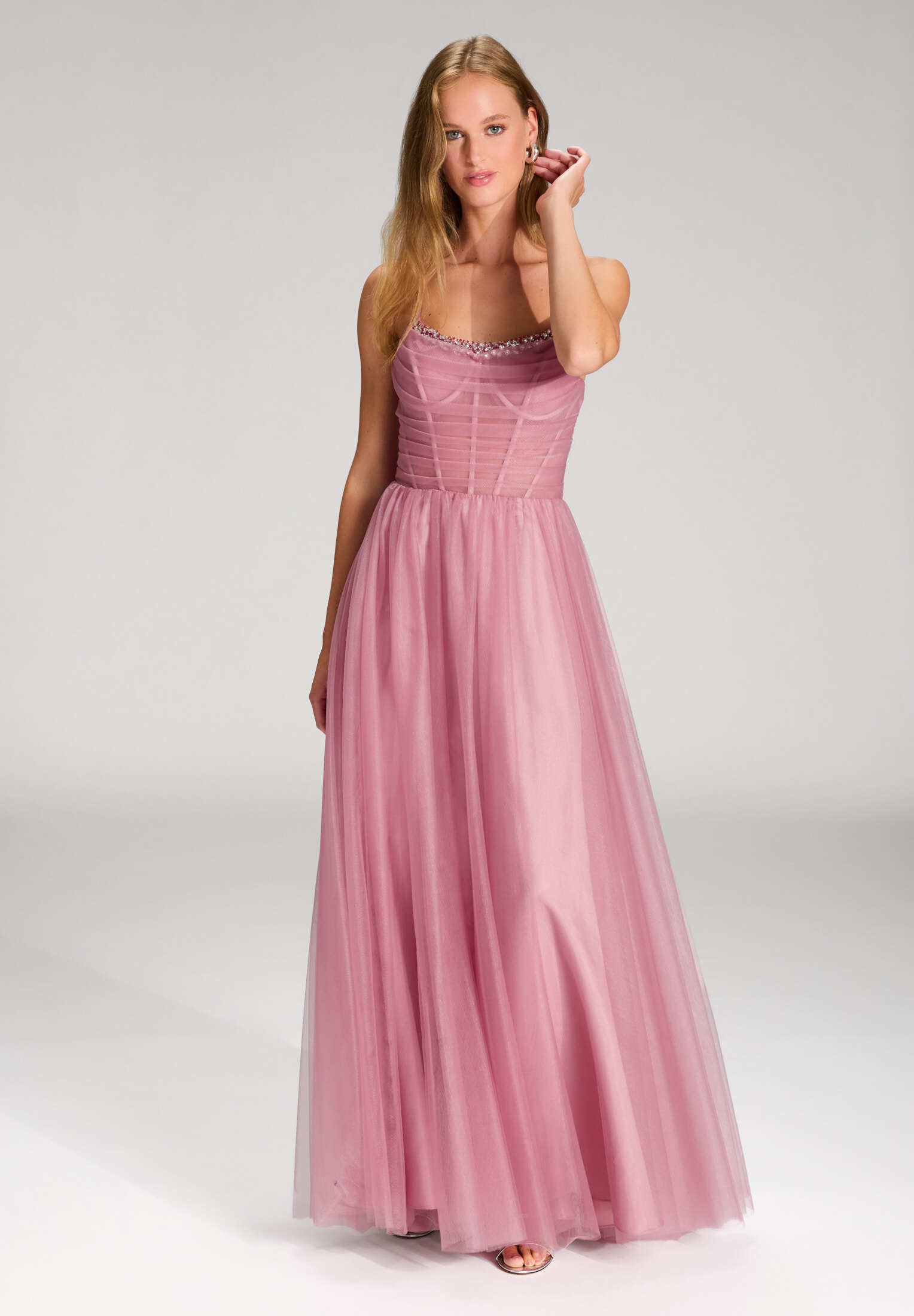 Tüllkleid mit Transparent-Effekt rosy pink