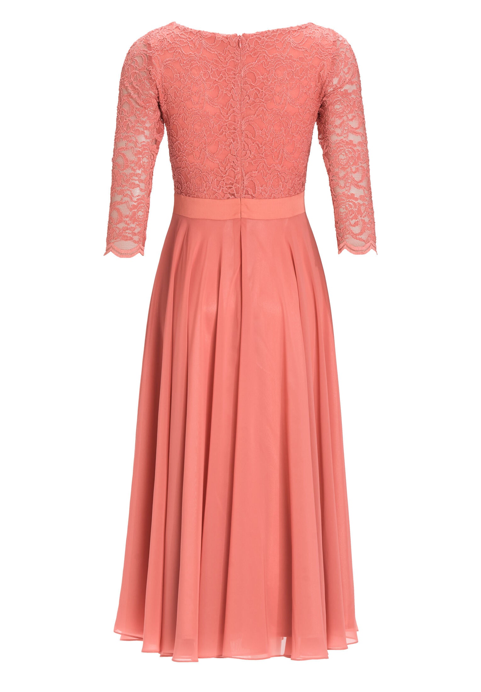 Abendkleid Midi mit Oberteil aus floraler Spitze und Chiffon Rock