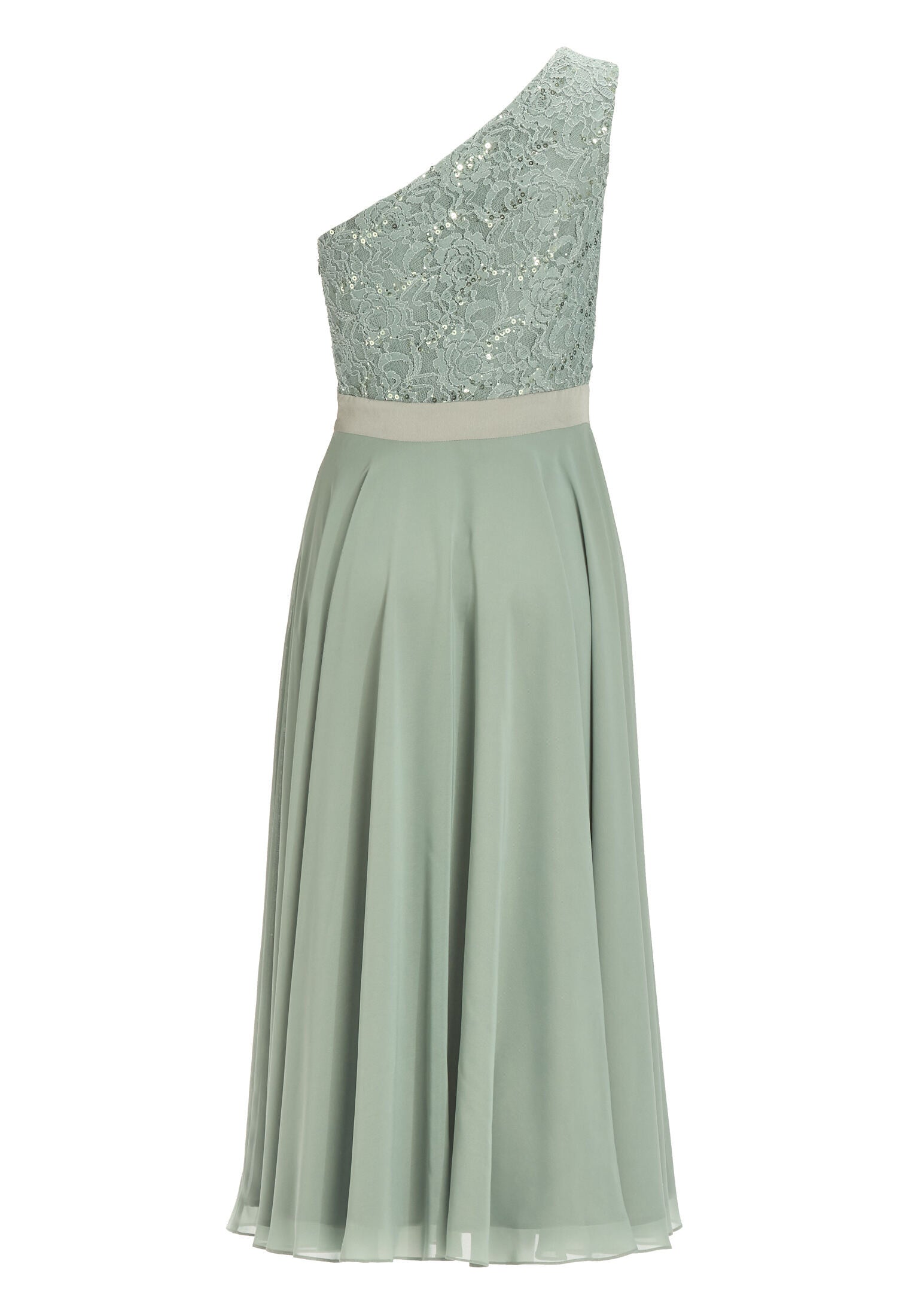 One Shoulder Midi Kleid aus Material Mix