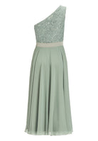 One Shoulder Midi Kleid aus Material Mix