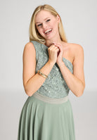 One Shoulder Midi Kleid aus Material Mix