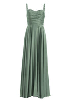 Satinkleid mit drapiertem Top und bestickten Trägern