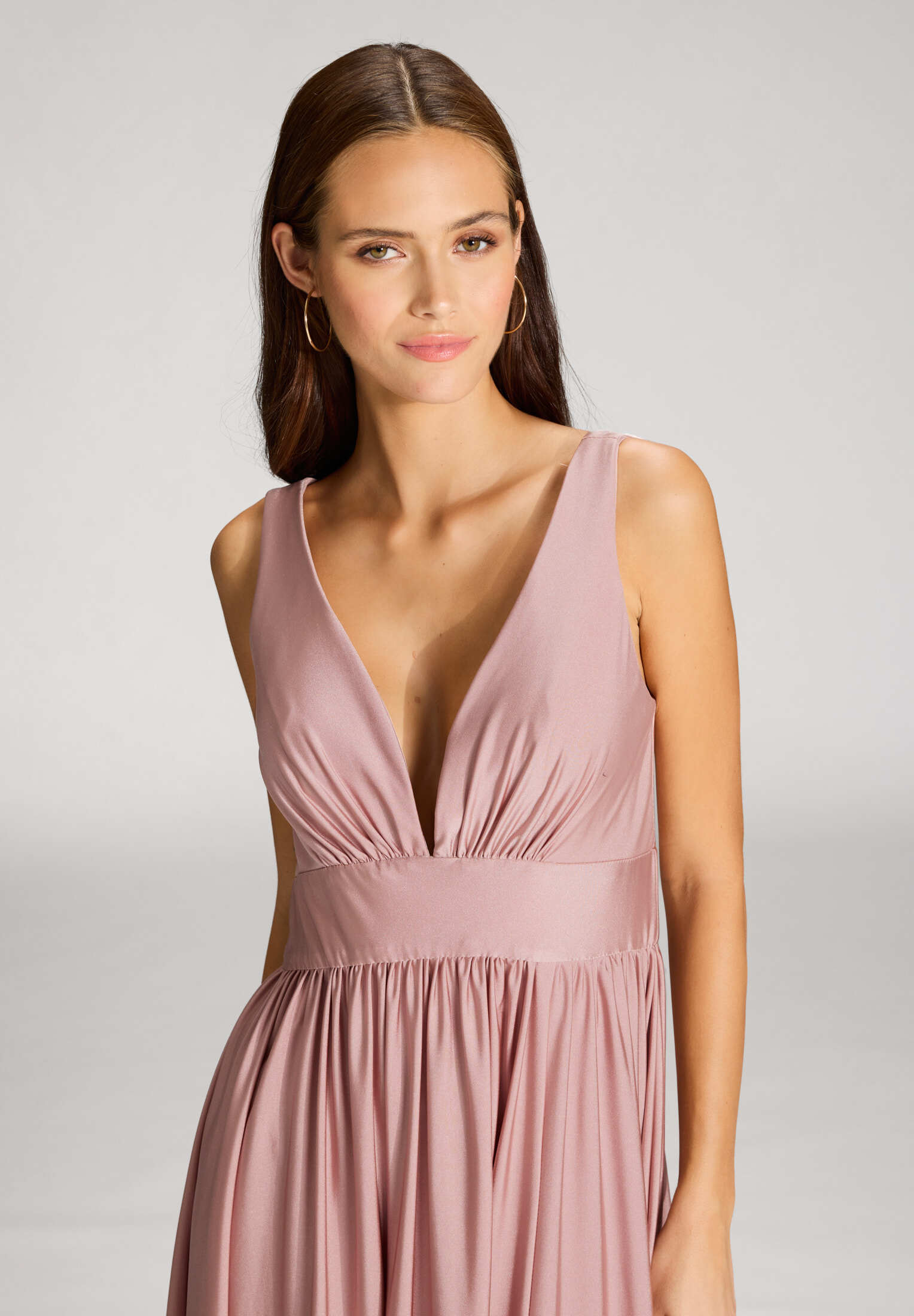 Empire Abendkleid aus Jersey mit Beinschlitz