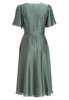 Cocktailkleid aus nachhaltigem Satin in Wickel Optik