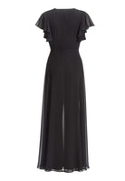 Chiffon Jumpsuit mit Überrock und Volantärmeln