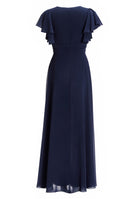 Chiffon Jumpsuit mit Überrock und Volantärmeln