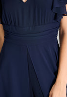 Chiffon Jumpsuit mit Überrock und Volantärmeln