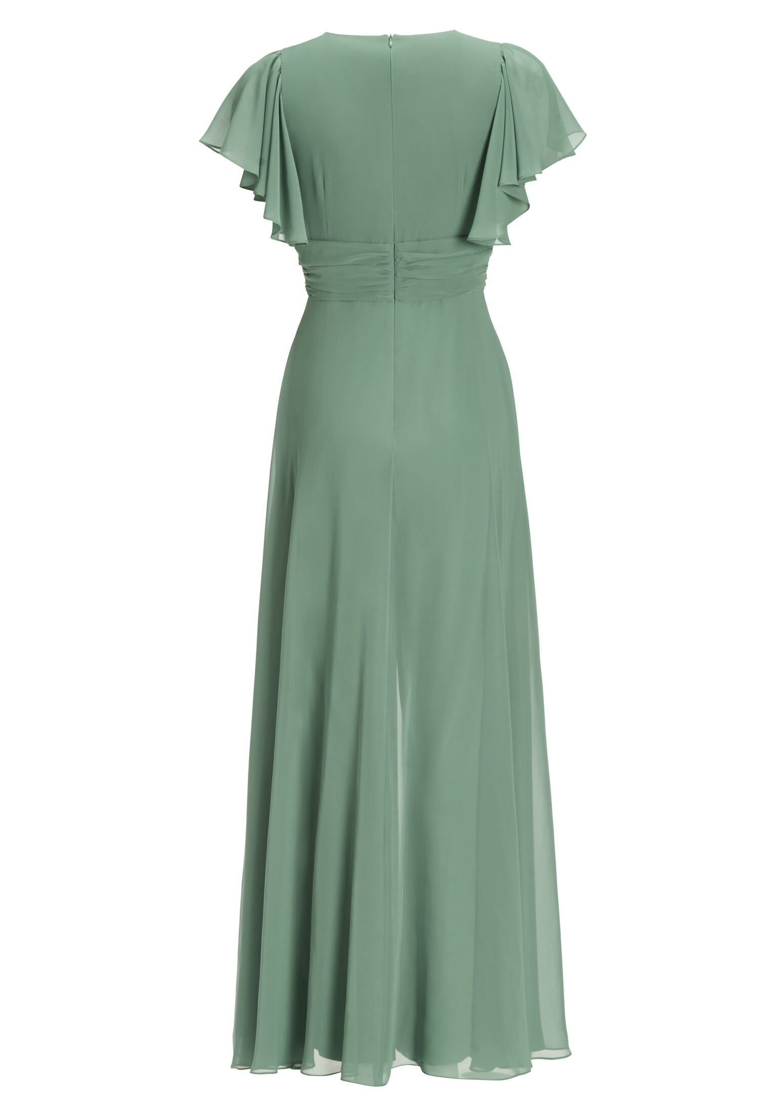 Chiffon Jumpsuit mit Überrock und Volantärmeln