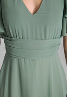 Chiffon Jumpsuit mit Überrock und Volantärmeln