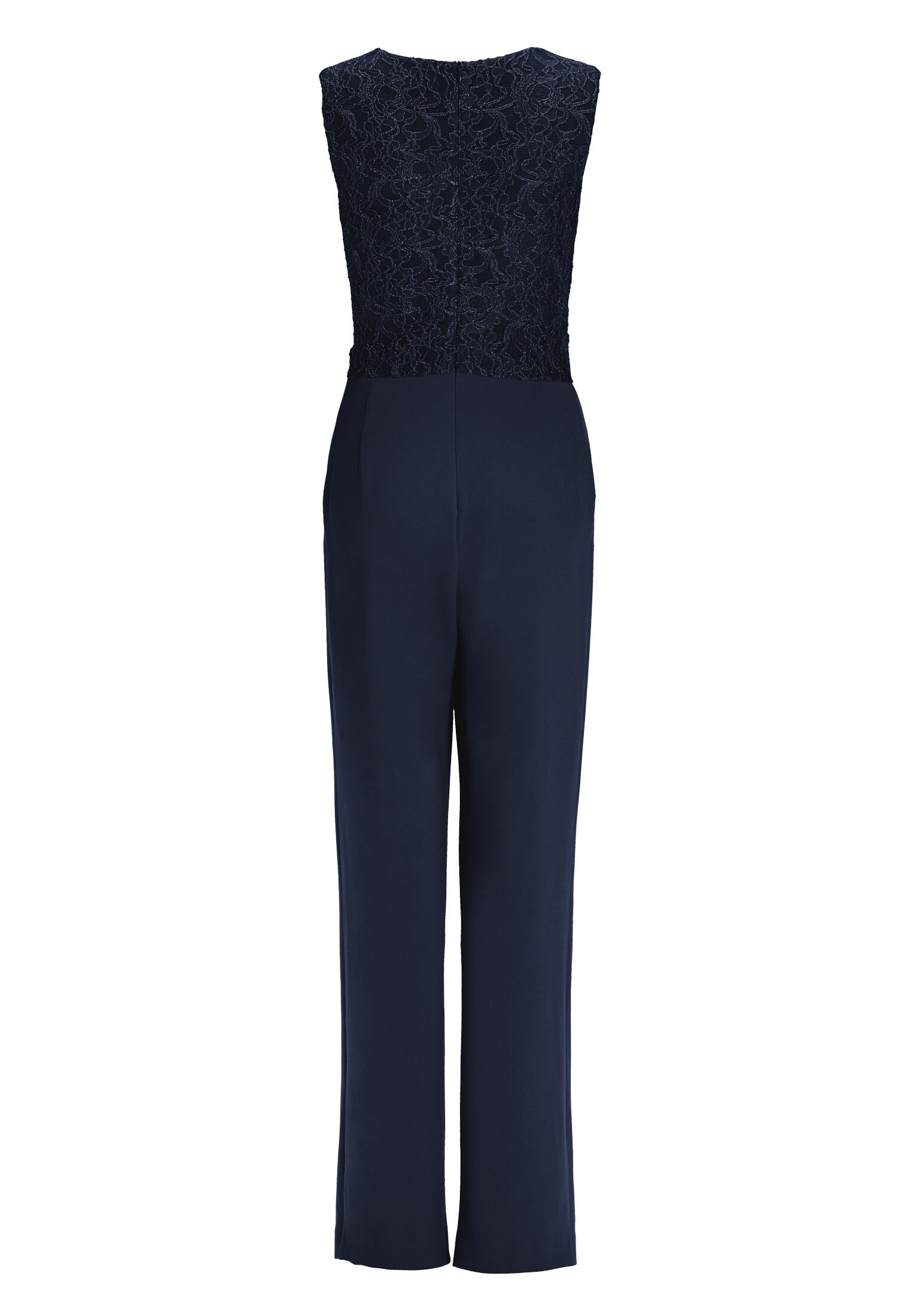 Jumpsuit aus Material-Mix mit Drapierung