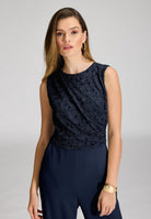 Jumpsuit aus Material-Mix mit Drapierung