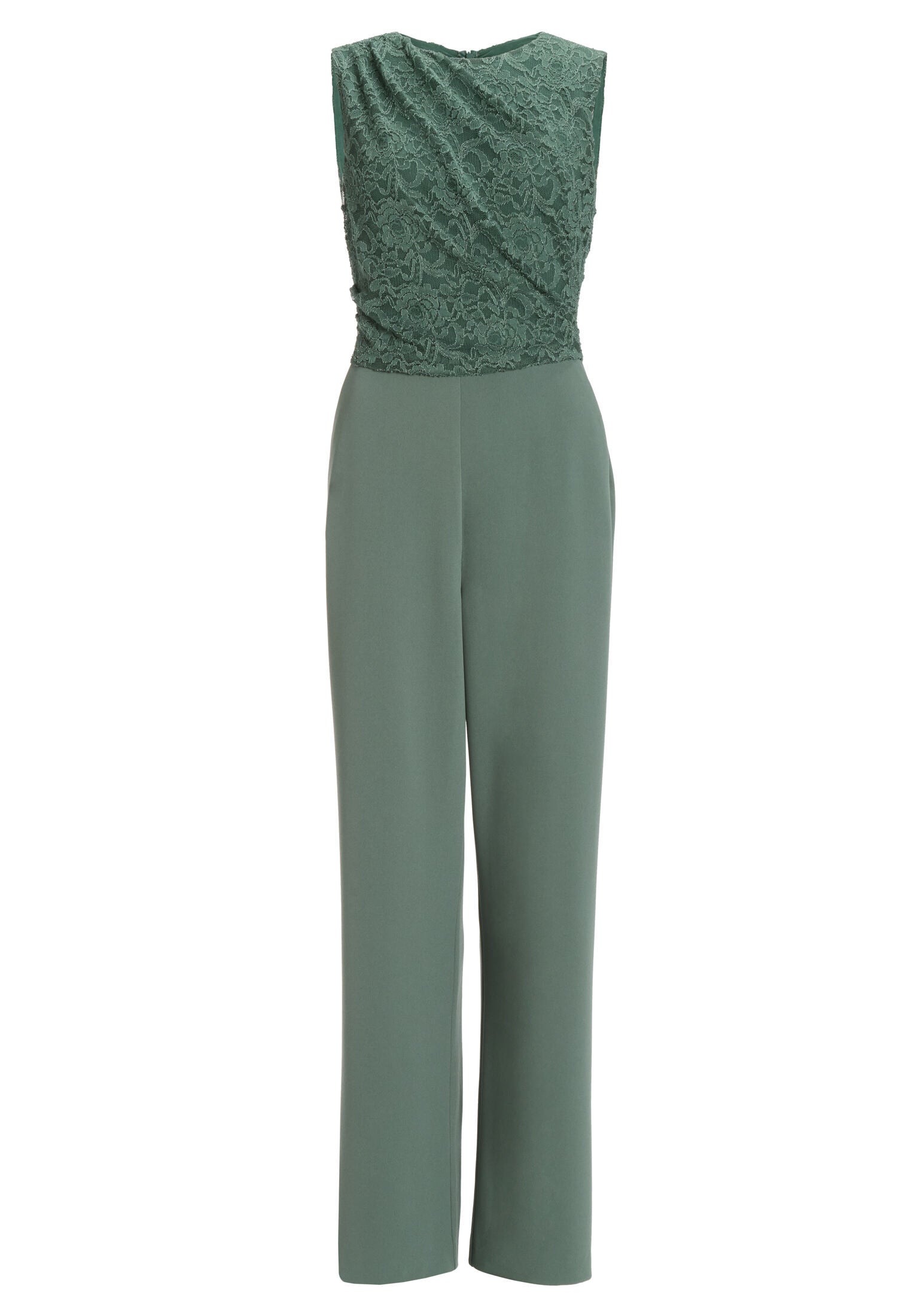 Jumpsuit aus Material-Mix mit Drapierung