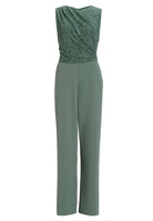 Jumpsuit aus Material-Mix mit Drapierung