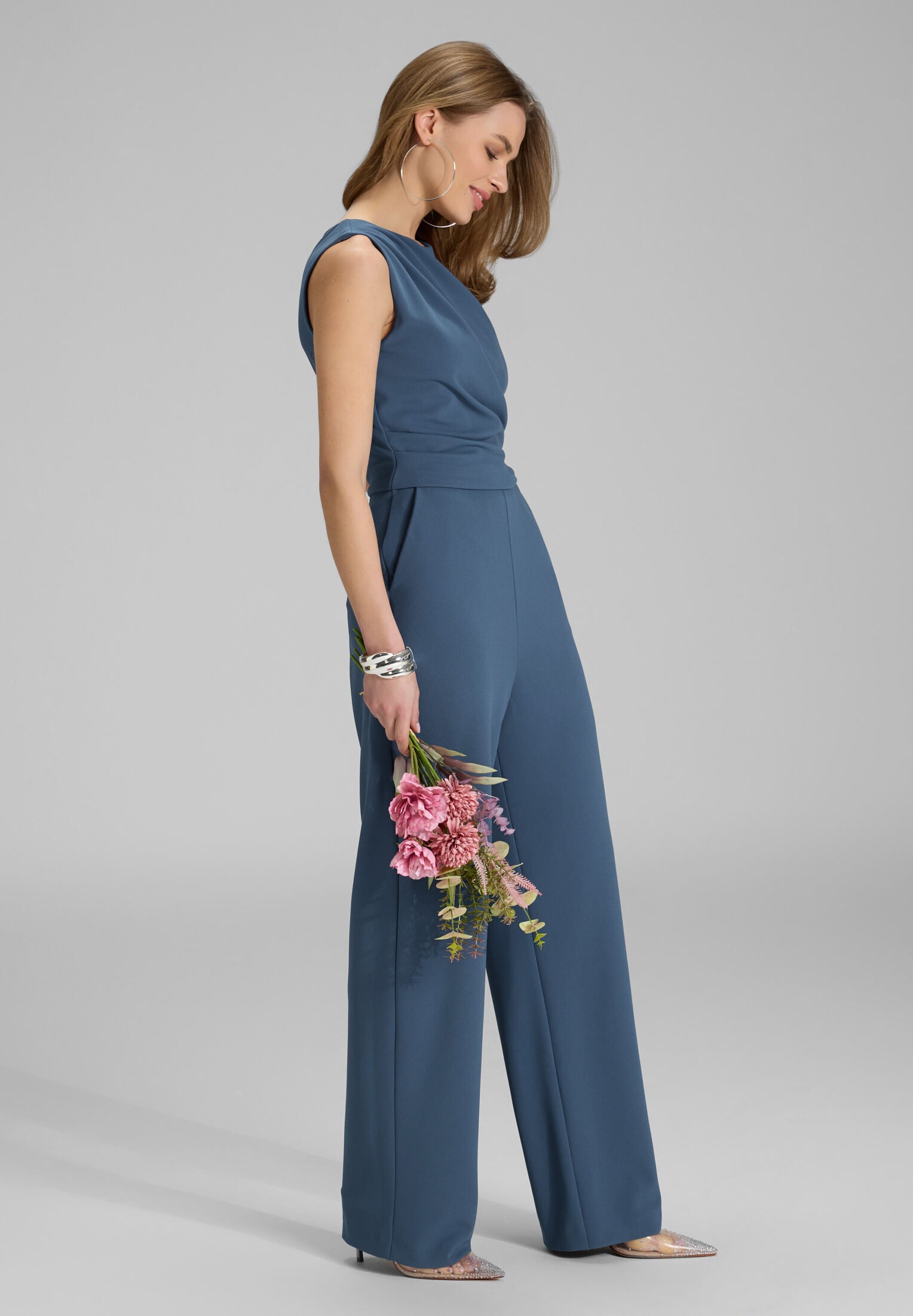 Jumpsuit aus Crepe Jersey mit Drapierung