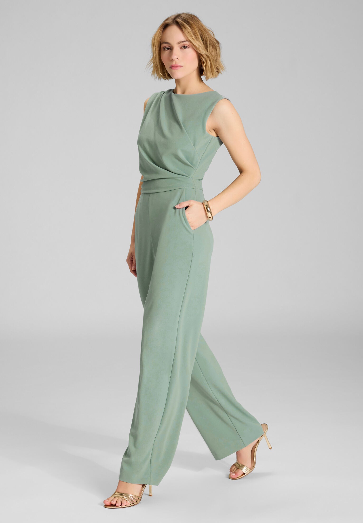 Jumpsuit aus Crepe Jersey mit Drapierung