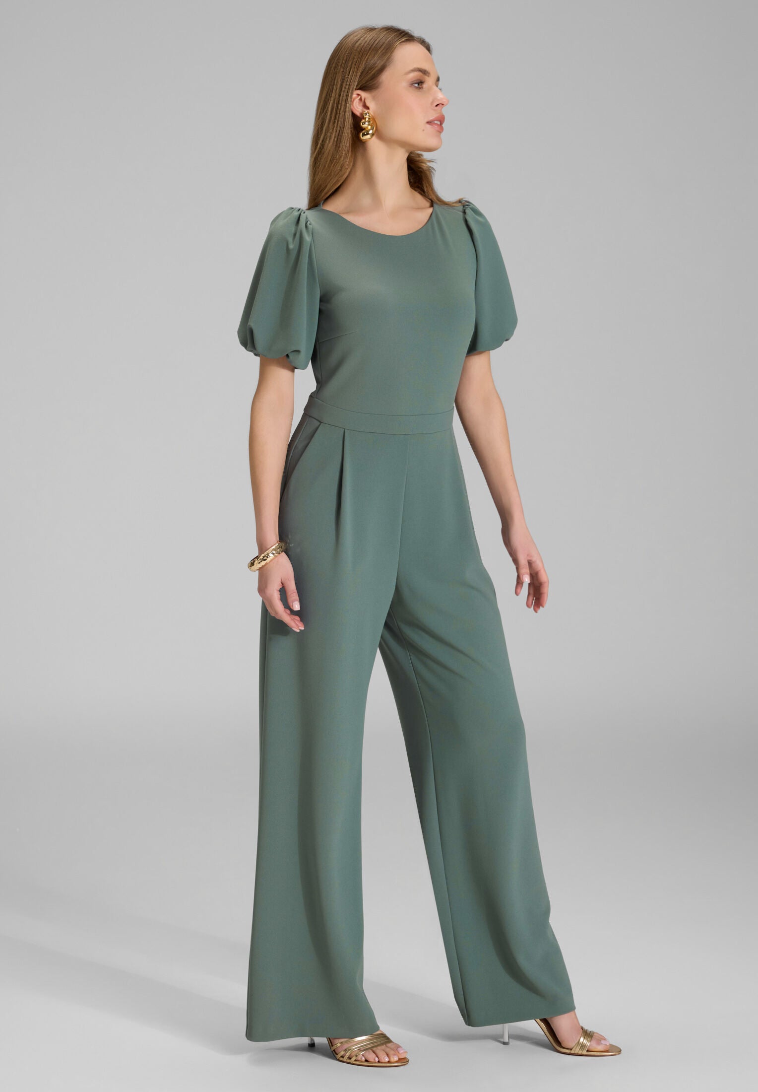 Jumpsuit aus Crepe Jersey mit Ballonärmeln