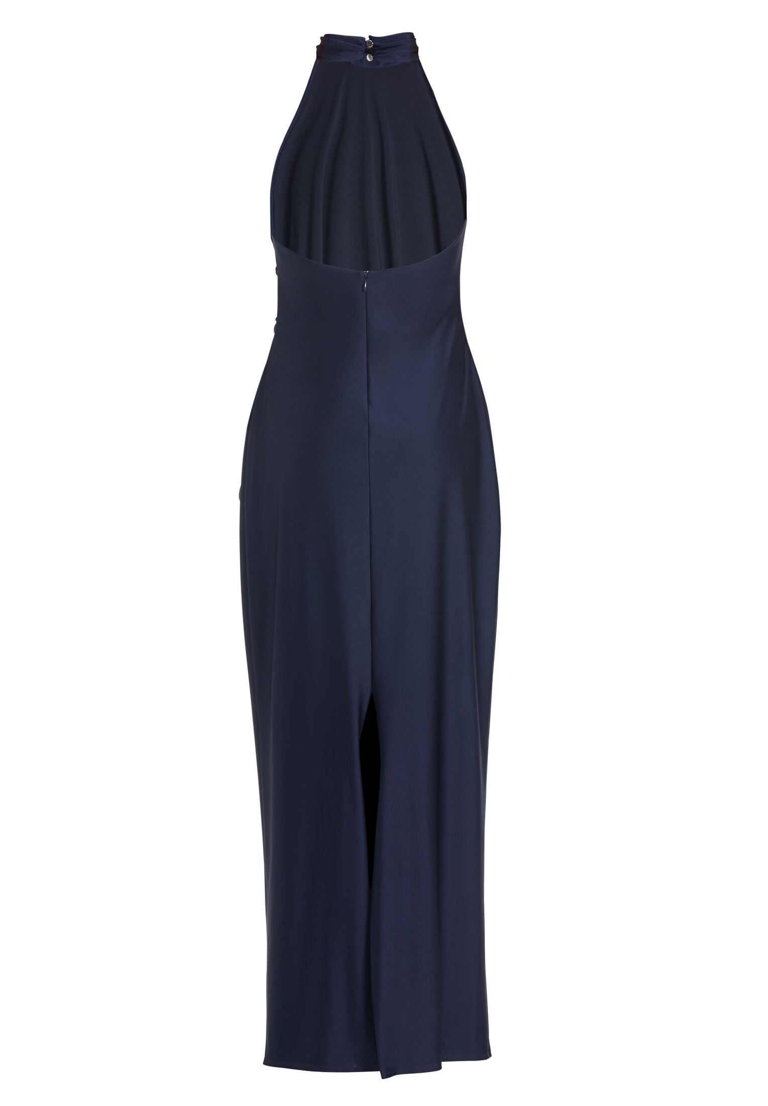 Abendkleid aus Jersey Satin mit Drapierung am Kragen