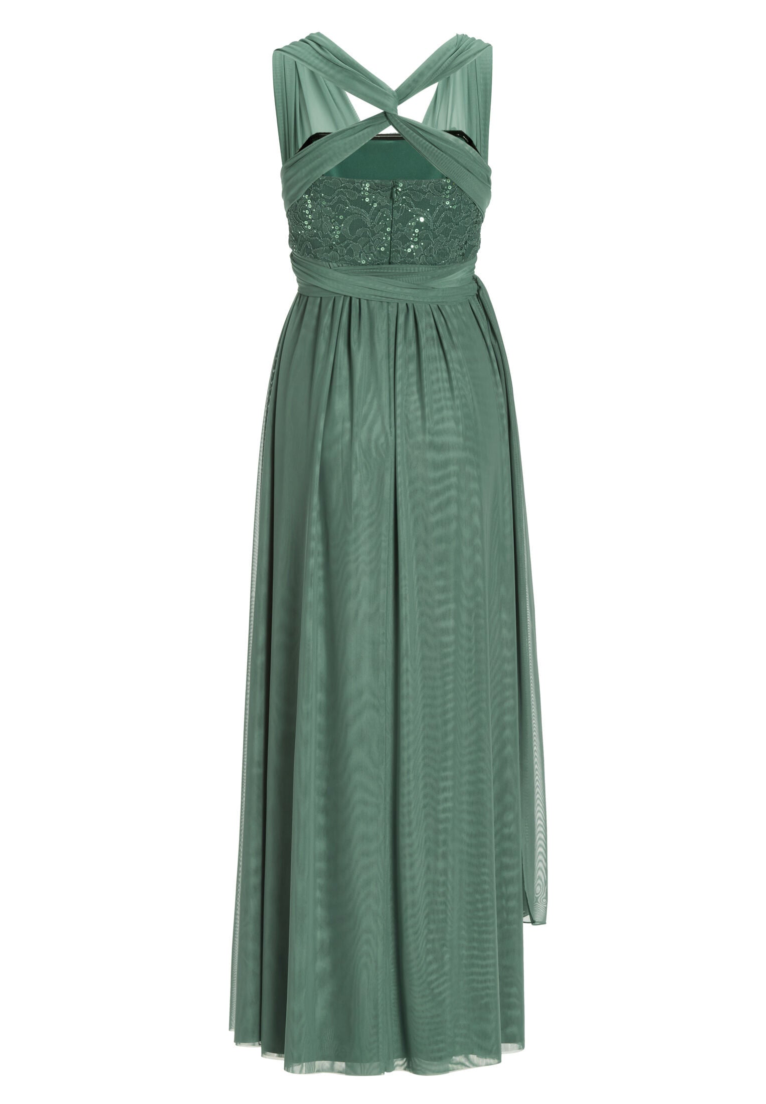 Abendkleid aus Mesh und Spitze mit verschiedenen Bindemöglichkeiten