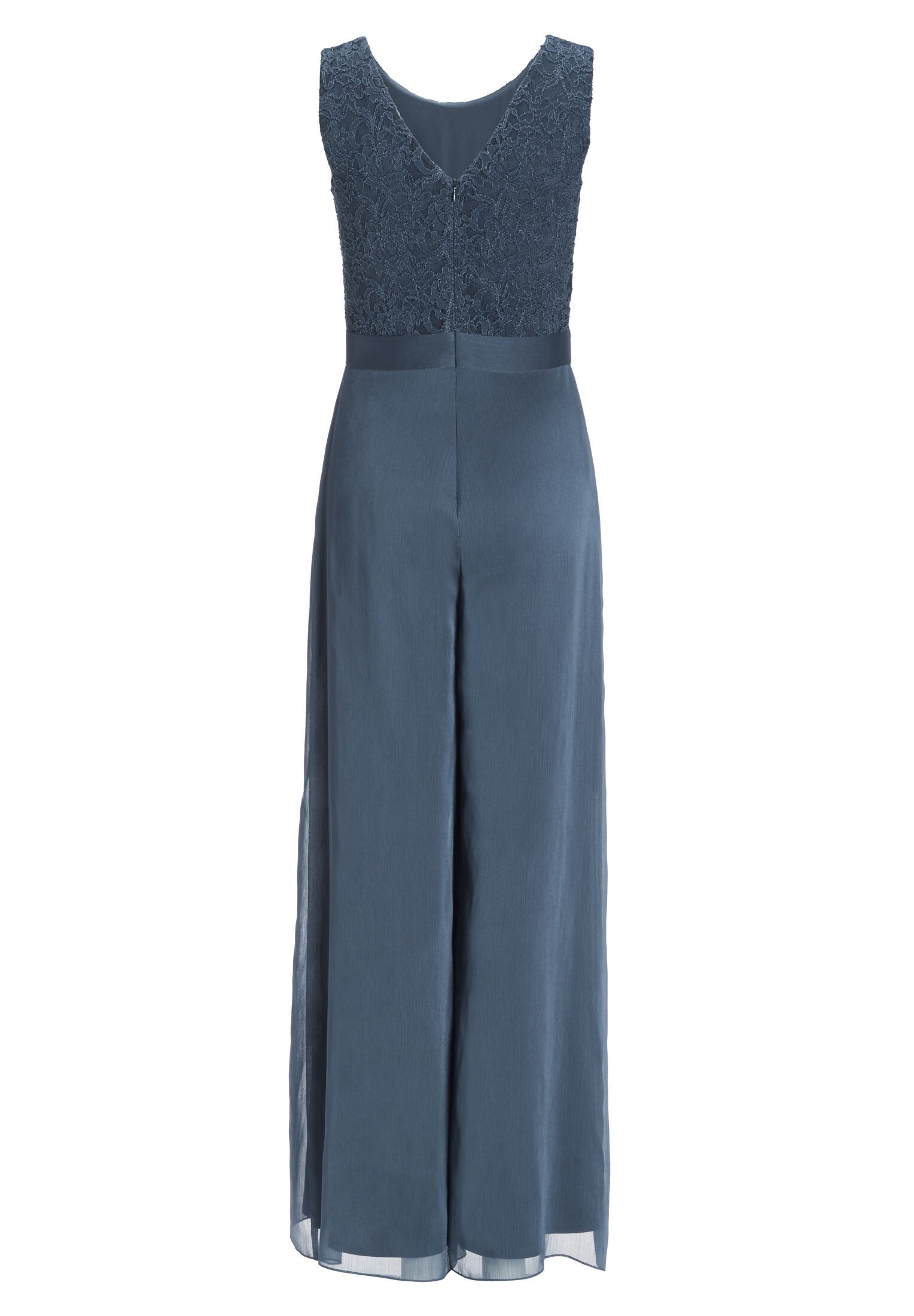 Jumpsuit mit weitem Bein und Oberteil aus elastischer Spitze