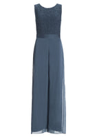 Jumpsuit mit weitem Bein und Oberteil aus elastischer Spitze