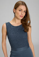 Jumpsuit mit weitem Bein und Oberteil aus elastischer Spitze