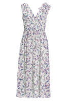 Midi Kleid aus floral bedrucktem Crinkle Chiffon mit Volants an der Schulter
