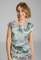 Etui Kleid aus floral bedrucktem Scuba mit Drapierung