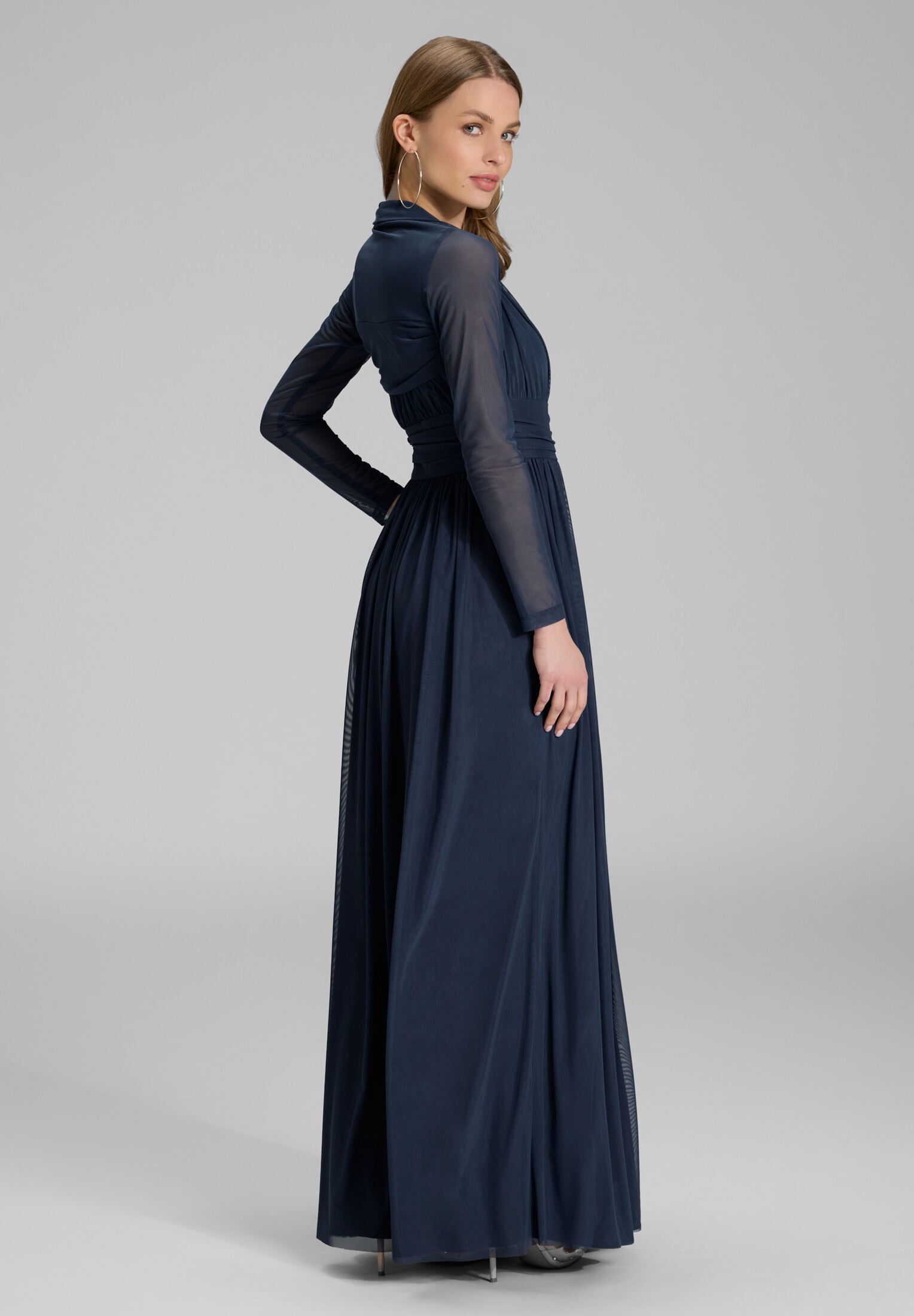 Bolero aus Mesh mit Raffblende