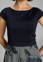 Midi Kleid aus bedrucktem Ottoman mit Scuba Oberteil