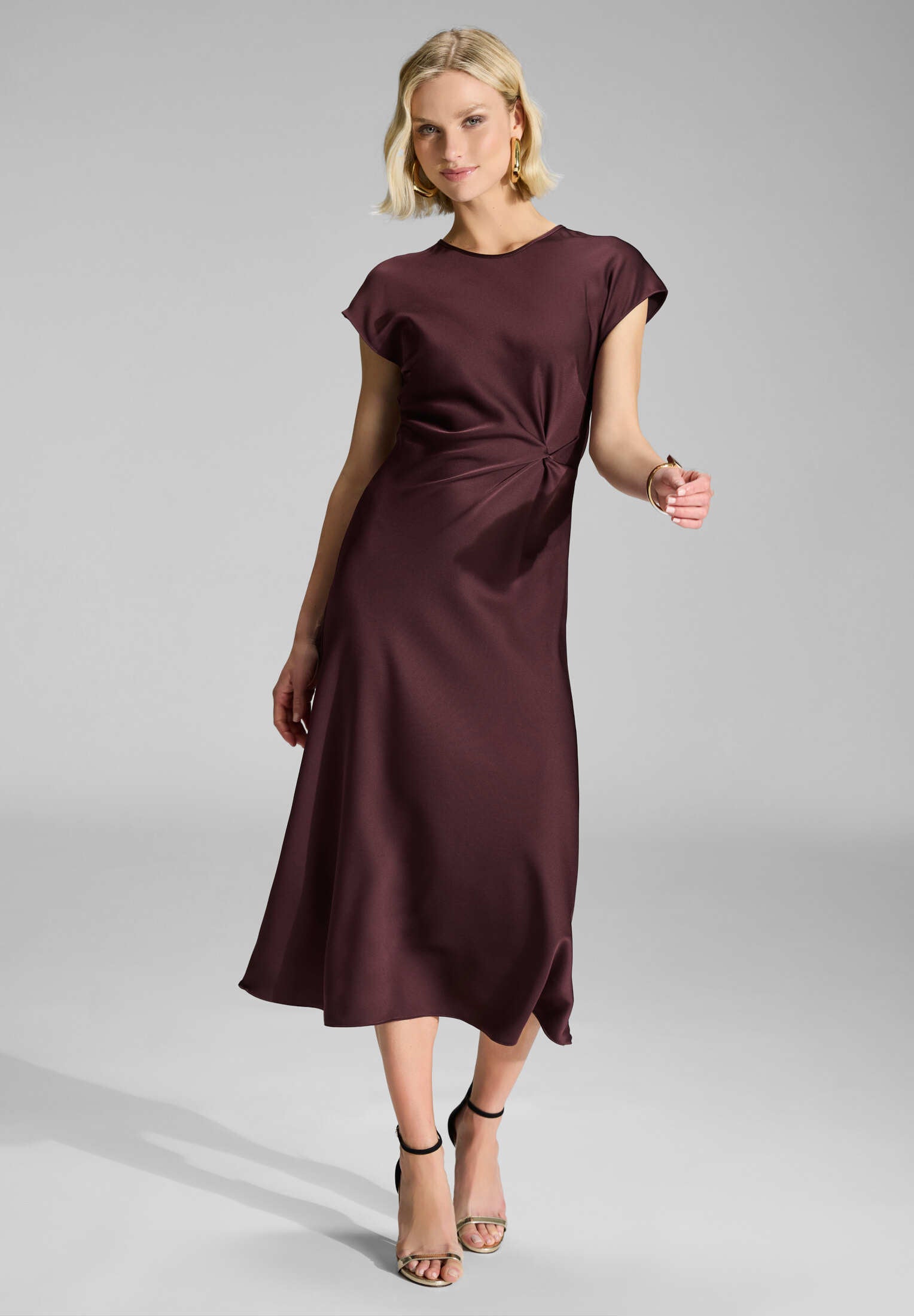 Slip Dress aus Satin mit Twist Detail merlot