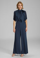 Chiffon Bolero mit Satin Blende navy