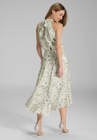 Cocktailkleid aus floral bedrucktem Satin mit Volant Saum