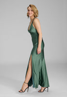 Abendkleid mit Knotendetail am Rücken aus Jersey Satin