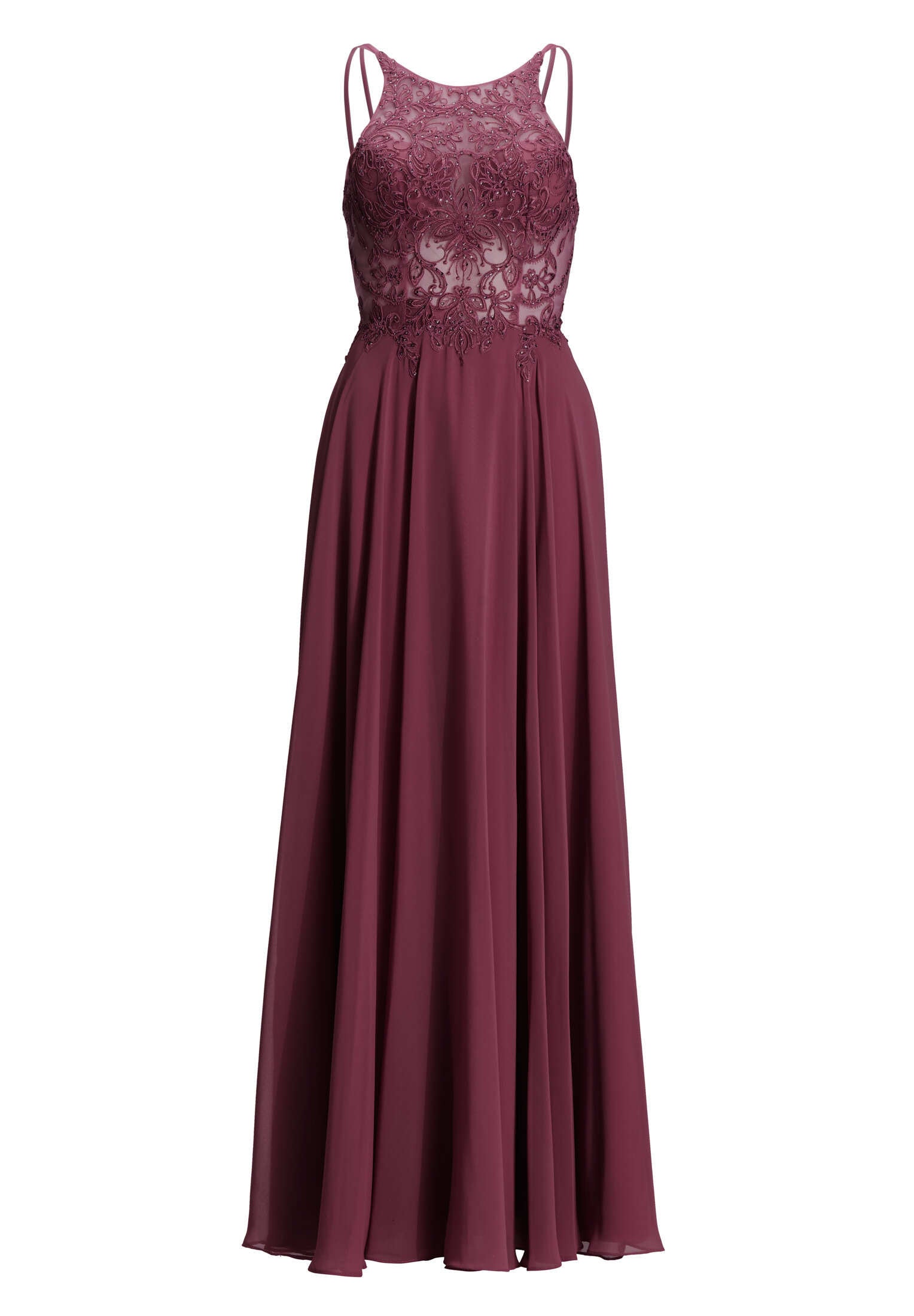 Abendkleid mit Stickerei und Chiffonrock