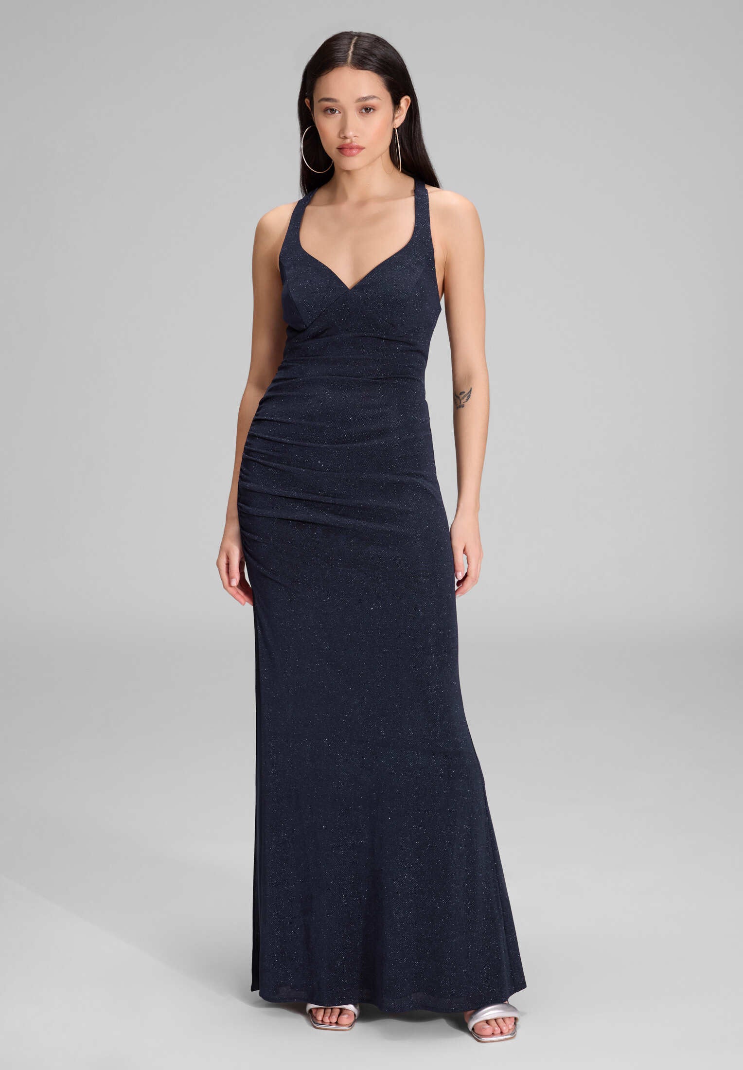Bodycon-Kleid mit Schimmereffekt navy