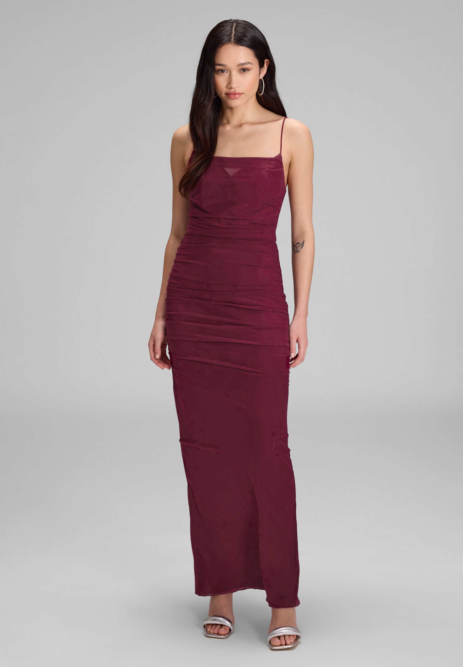 Bodycon-Kleid mit feinen Raffungen mulberry