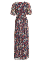 Maxikleid mit Flügelärmeln aus Chiffon mit Ikat Print