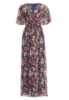 Maxikleid mit Flügelärmeln aus Chiffon mit Ikat Print