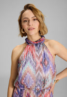 Maxikleid mit Beinschlitz aus Chiffon mit Zick Zack Print