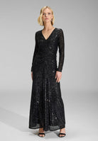 Gerafftes Abendkleid aus elastischer Paillette black