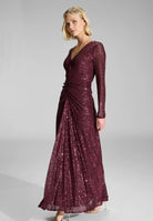 Gerafftes Abendkleid aus elastischer Paillette