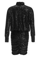 Kurzes Cocktailkleid aus elastischer Paillette mit Fledermausärmel