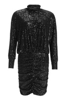 Kurzes Cocktailkleid aus elastischer Paillette mit Fledermausärmel