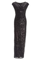 Abendkleid aus funkelnder Paillette mit Wickelausschnitt und Beinschlitz